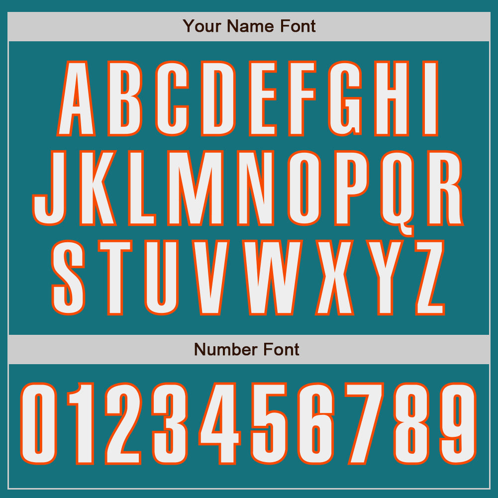 Custom Teal White-Orange Classic Color Block Side Panel Stripe Authentic Baseball Jersey view 5