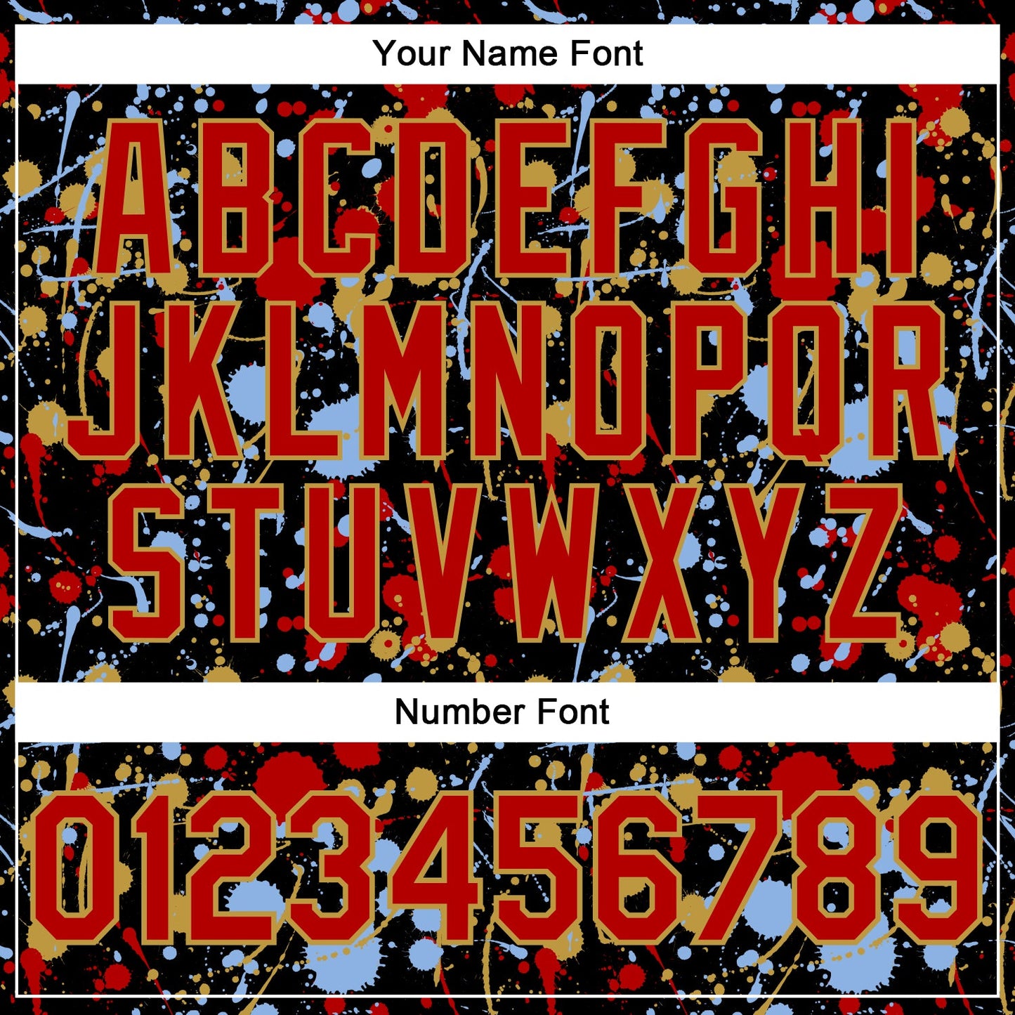 Custom Graffiti Pattern Red Black Light Blue-Old Gold Vibrant Multi-Color Abstract Splatter Performance Polo Shirt view 5