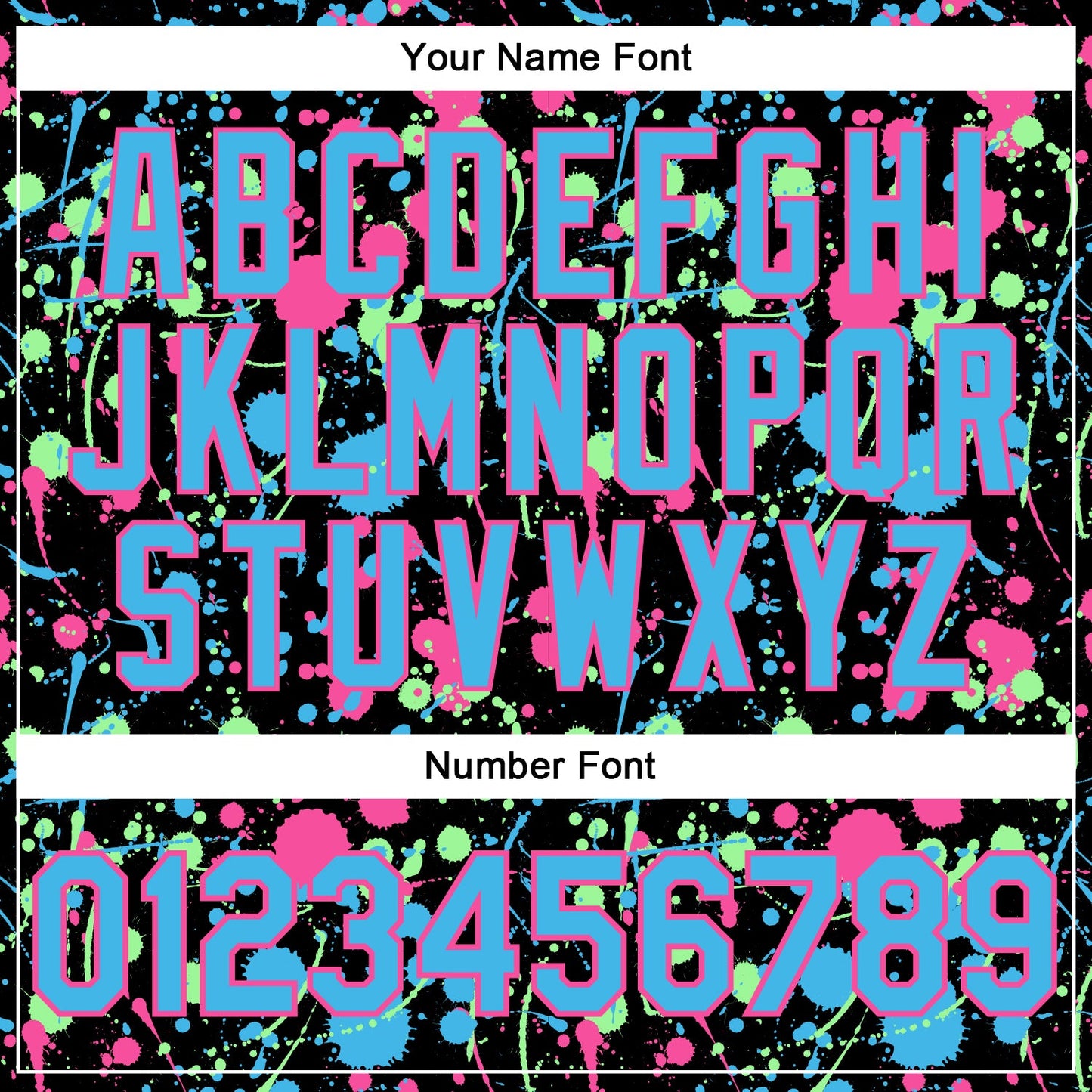 Custom Graffiti Pattern Sky Blue Black Pink-Pea Green Vibrant Multi-Color Abstract Splatter Performance Polo Shirt view 5
