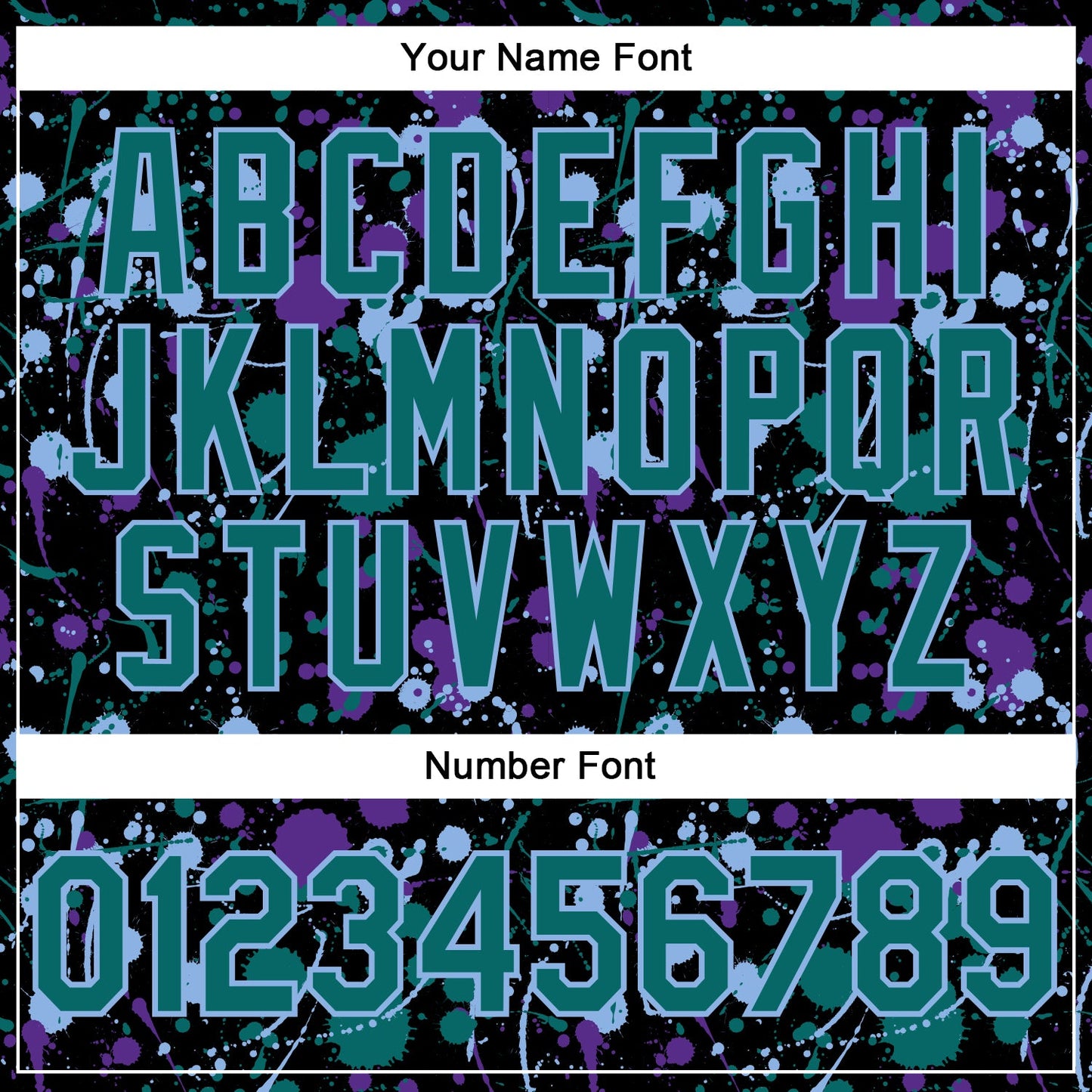 Custom Graffiti Pattern Teal Black Purple-Light Blue Vibrant Multi-Color Abstract Splatter Performance Polo Shirt view 5