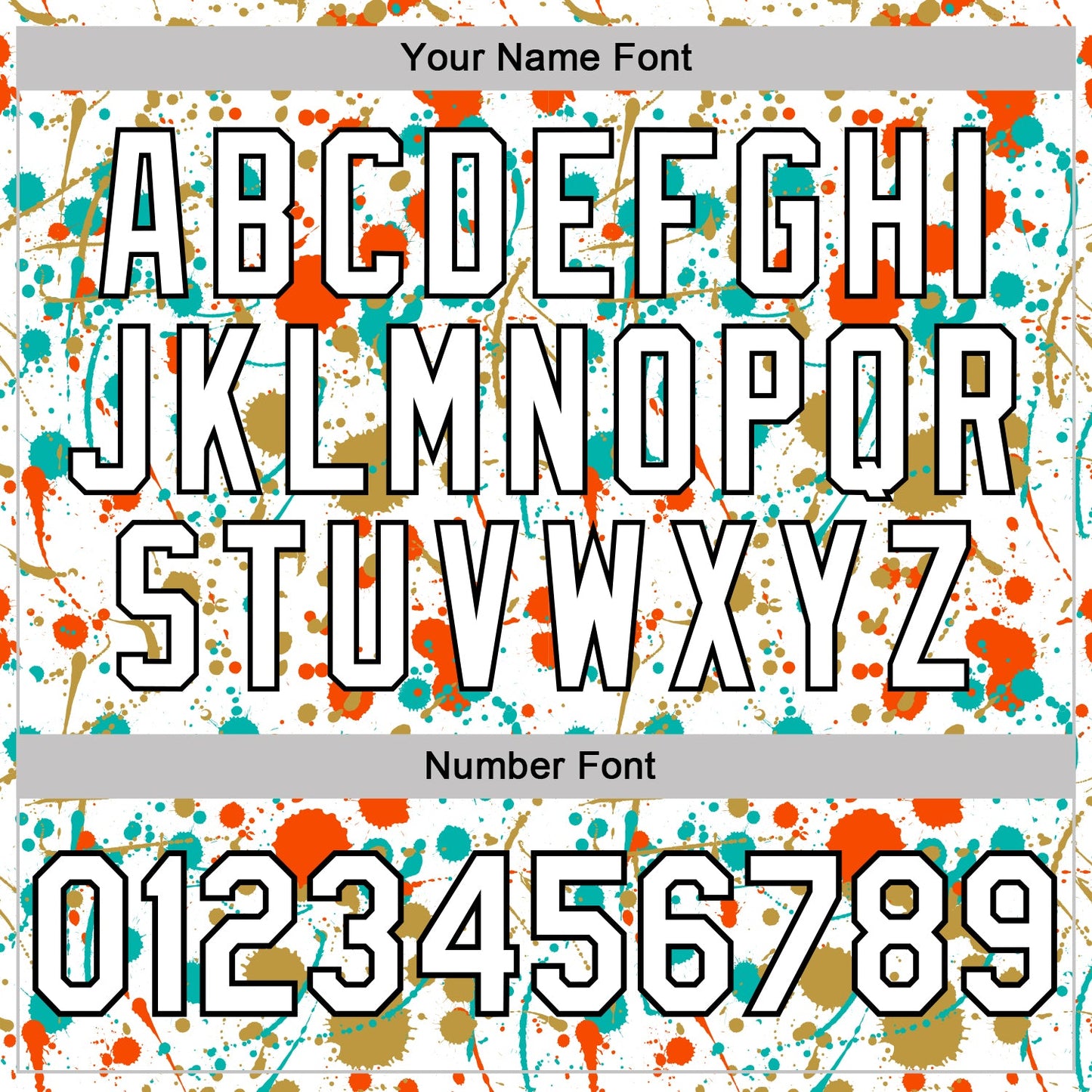 Custom Graffiti Pattern White Orange Old Gold Aqua-Black Vibrant Multi-Color Abstract Splatter Performance Polo Shirt view 5