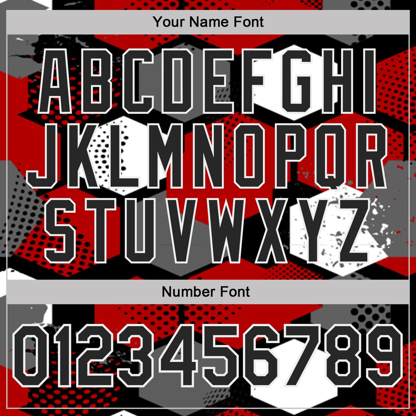 Custom Red Black Gray-White Modern Geometric Tech Hexagon Grid Performance Polo Shirt view 5