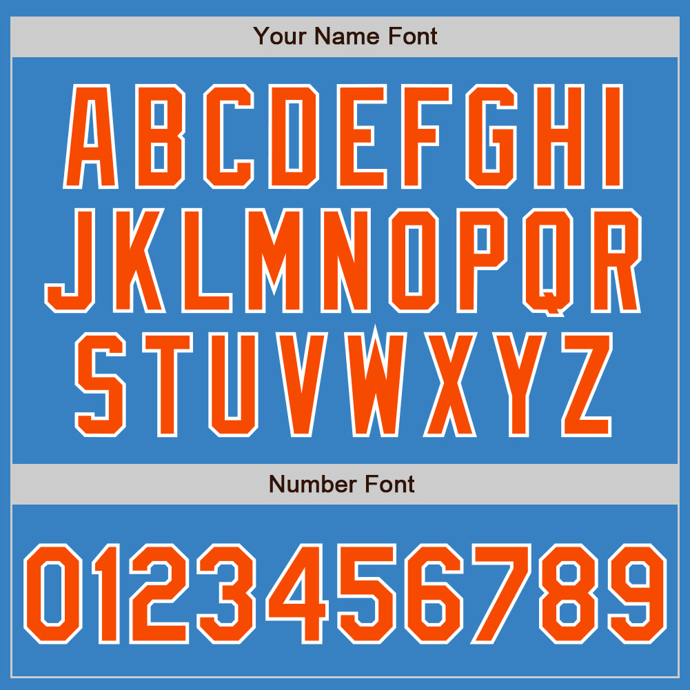 Custom Powder Blue Orange-White Authentic Baseball Jersey view 5