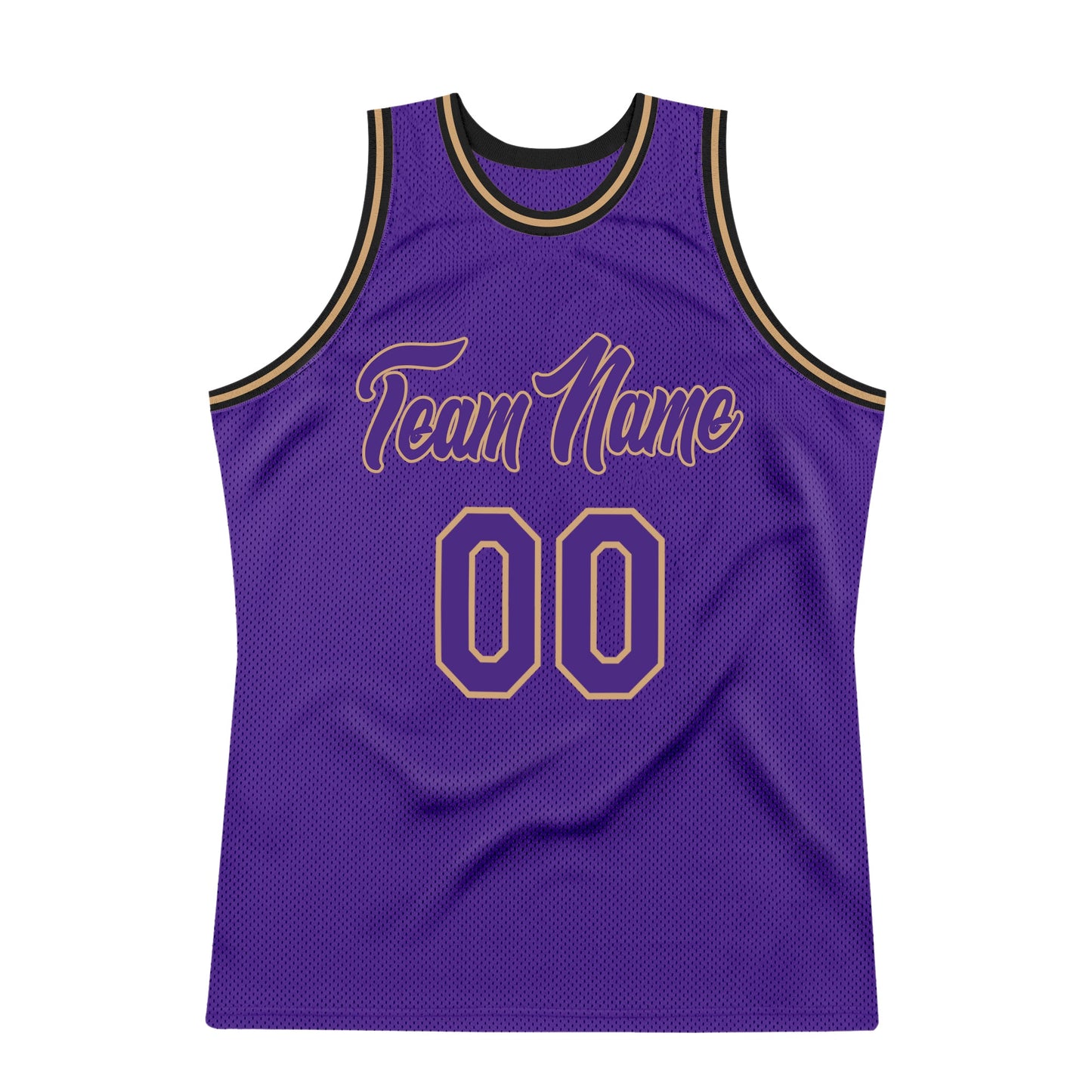 Custom Purple Purple-Old Gold Authentic Throwback Basketball Jersey view 7