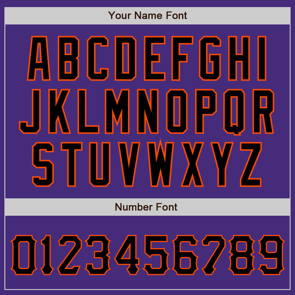 Custom Purple Black-Orange Authentic Baseball Jersey view 5