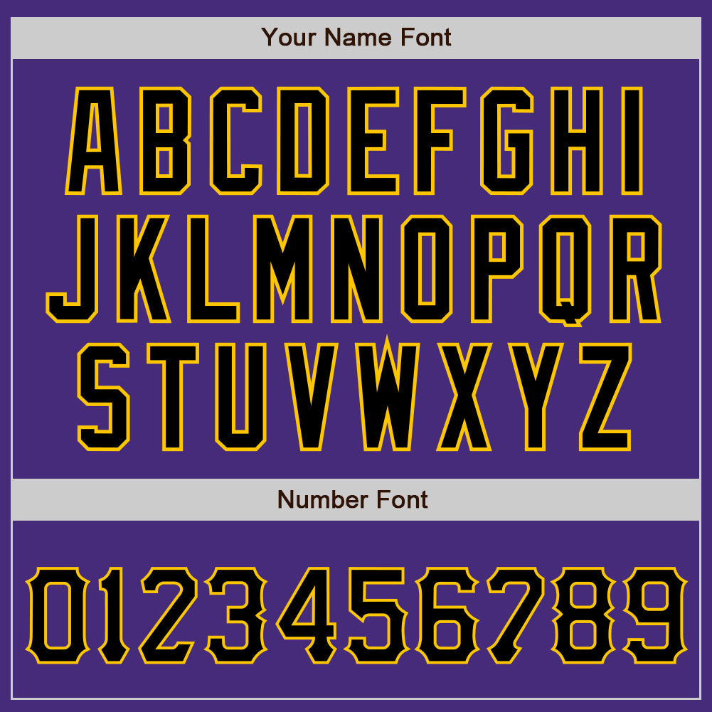 Custom Purple Black-Gold Authentic Baseball Jersey view 5