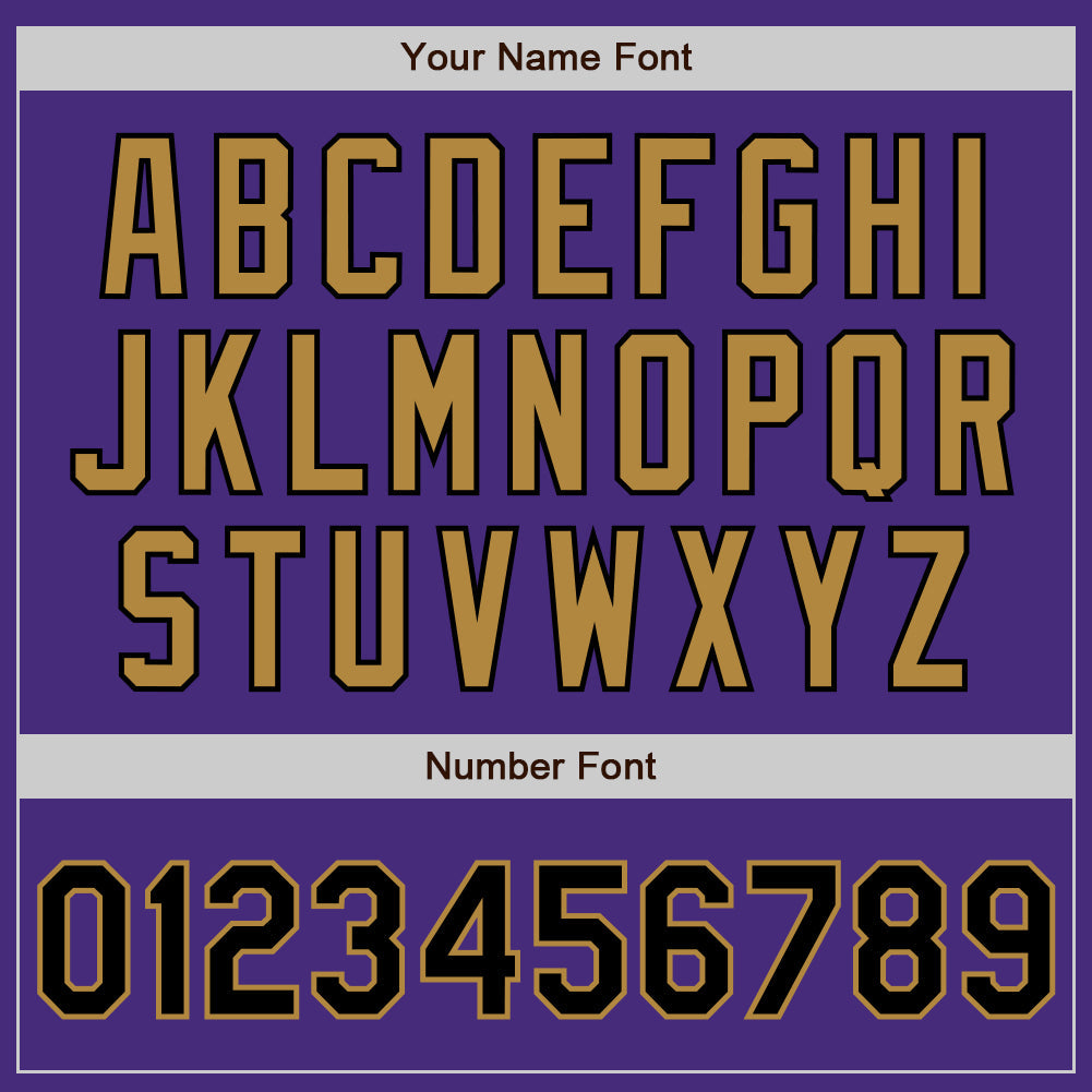 Custom Purple Black-Old Gold Authentic Baseball Jersey view 5