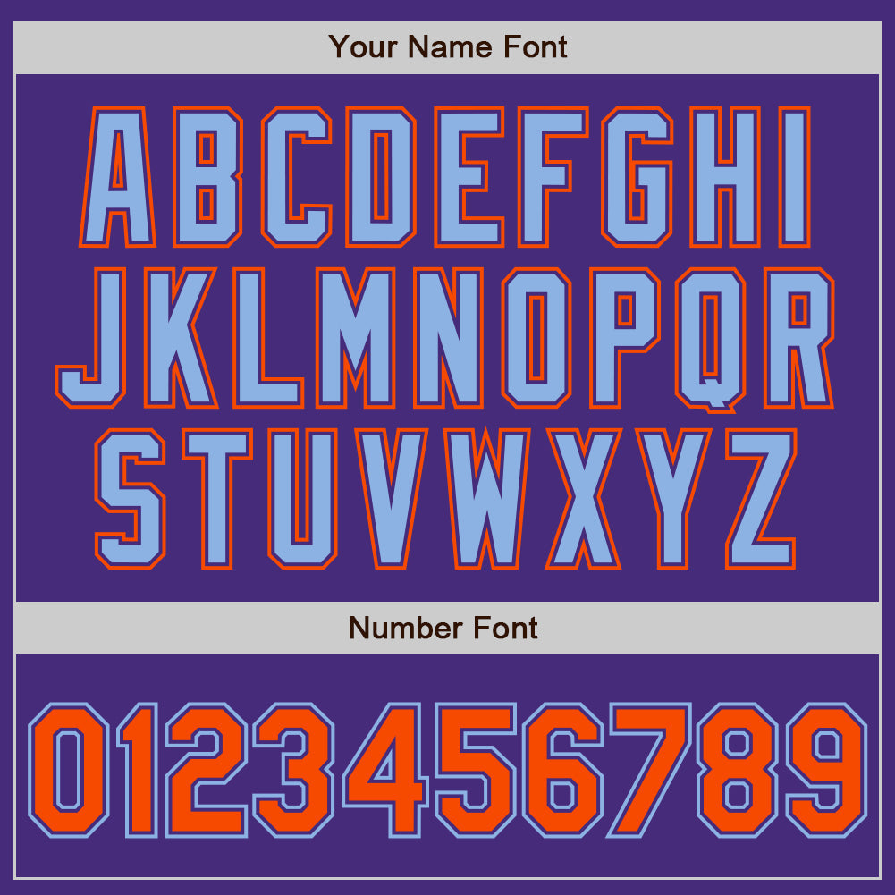 Custom Purple Orange-Light Blue Authentic Baseball Jersey view 5