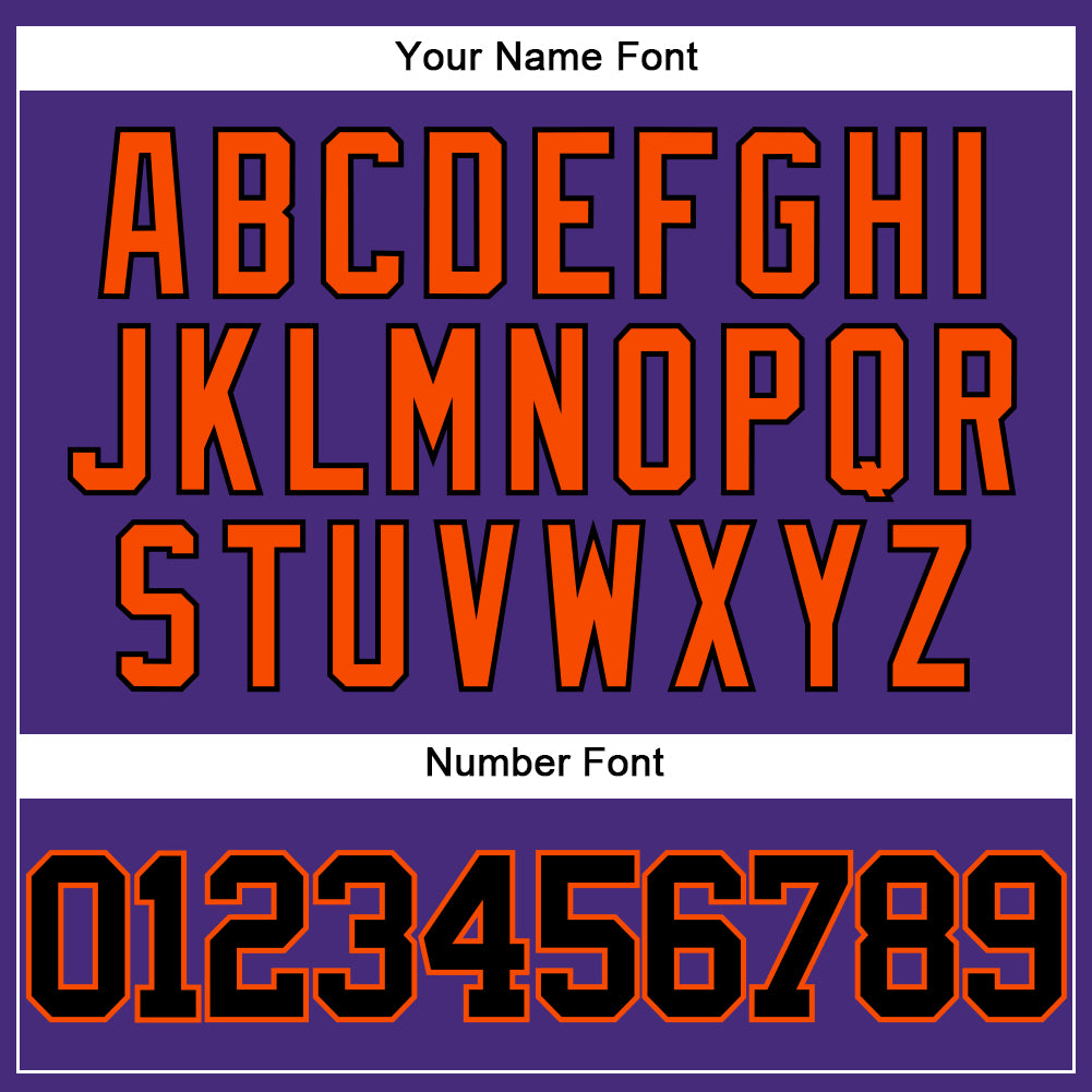 Custom Purple Black-Orange Authentic Baseball Jersey view 5