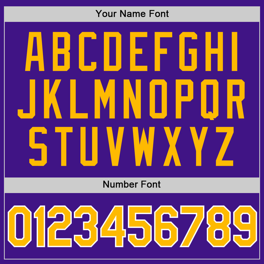 Custom Purple Gold-White Authentic Throwback Baseball Jersey view 5