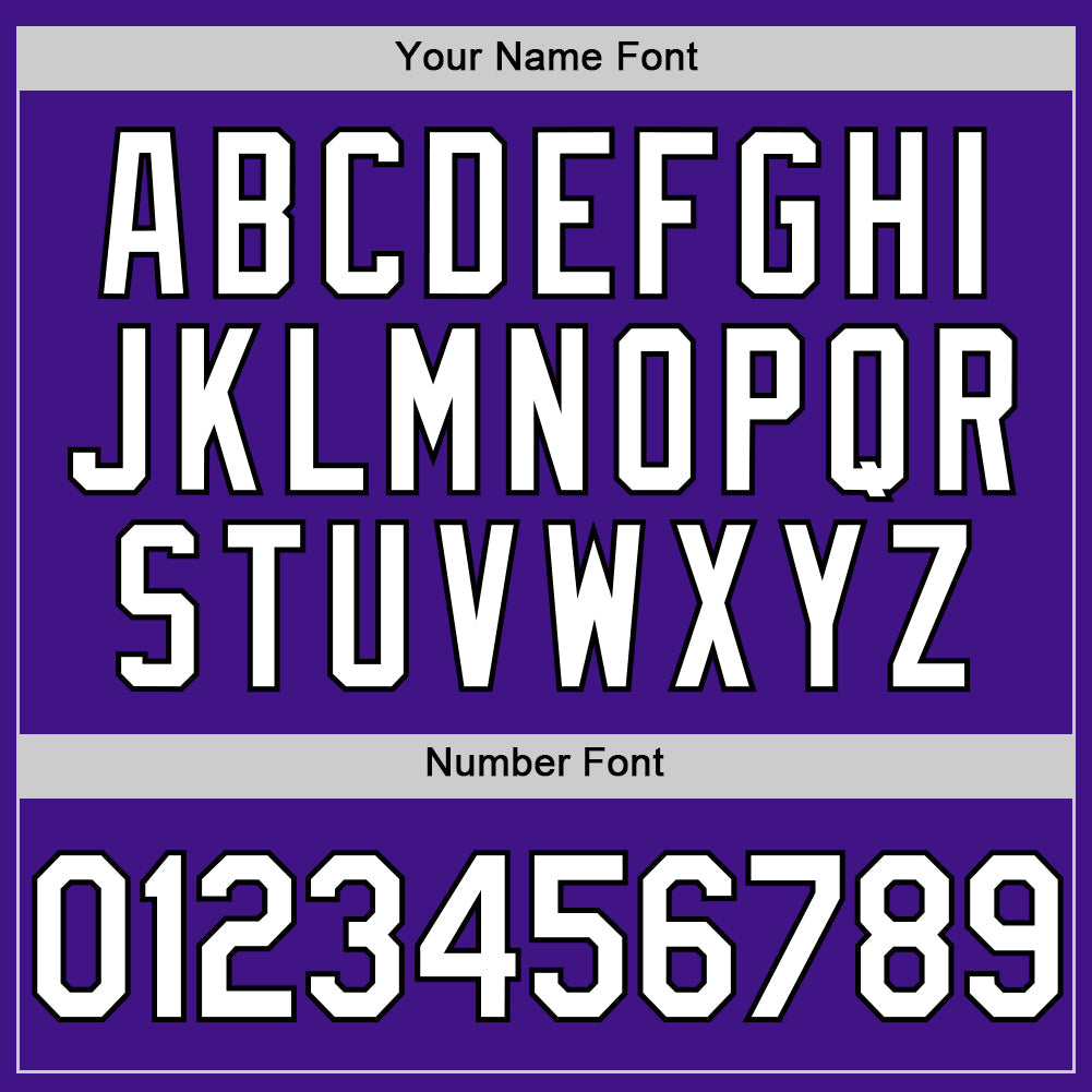 Custom Purple White-Black Authentic Throwback Baseball Jersey view 5