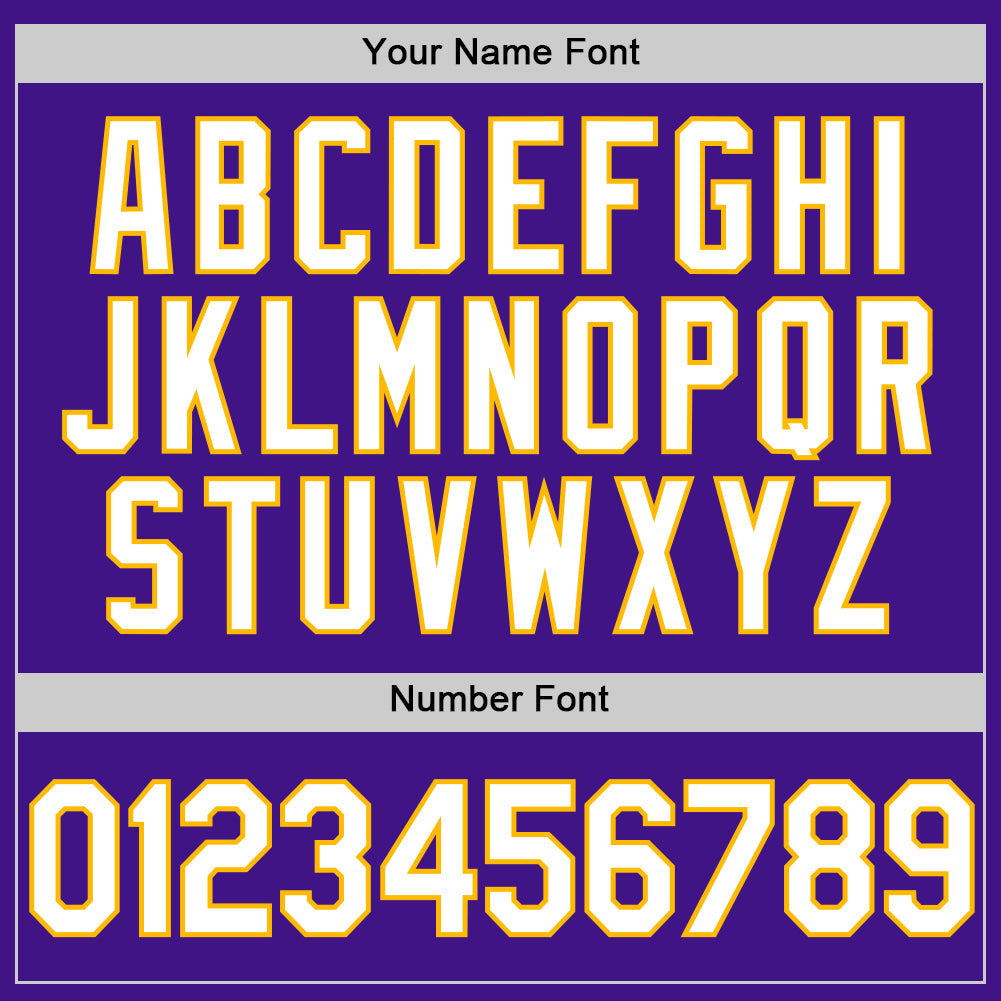Custom Purple White-Gold Authentic Throwback Baseball Jersey view 5