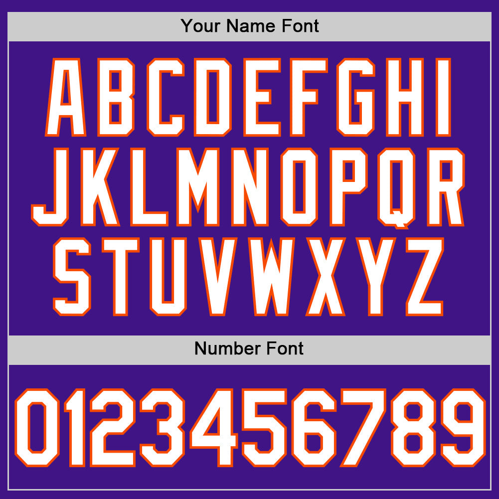 Custom Purple White-Orange Authentic Throwback Baseball Jersey view 5