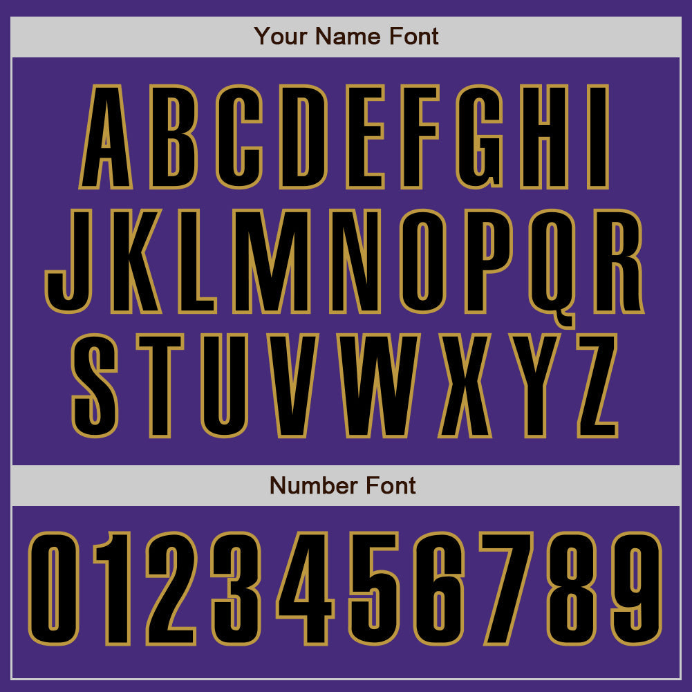 Custom Purple Black-Old Gold Authentic Baseball Jersey view 5