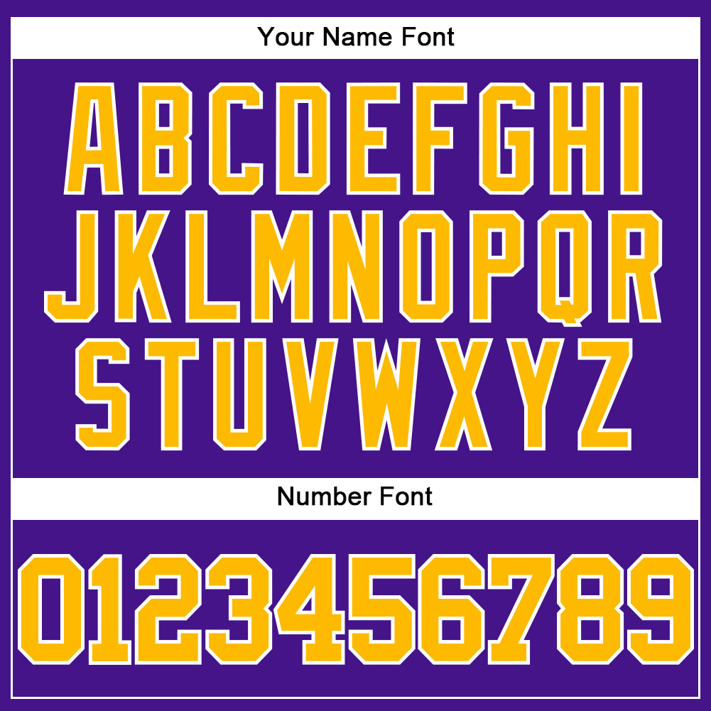 Custom Purple Gold-White Mesh Authentic Throwback Baseball Jersey view 5