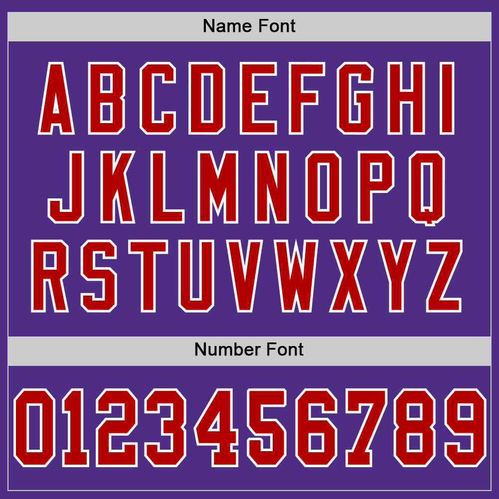 Custom Purple Red-White Mesh Authentic Throwback Football Jersey view 4