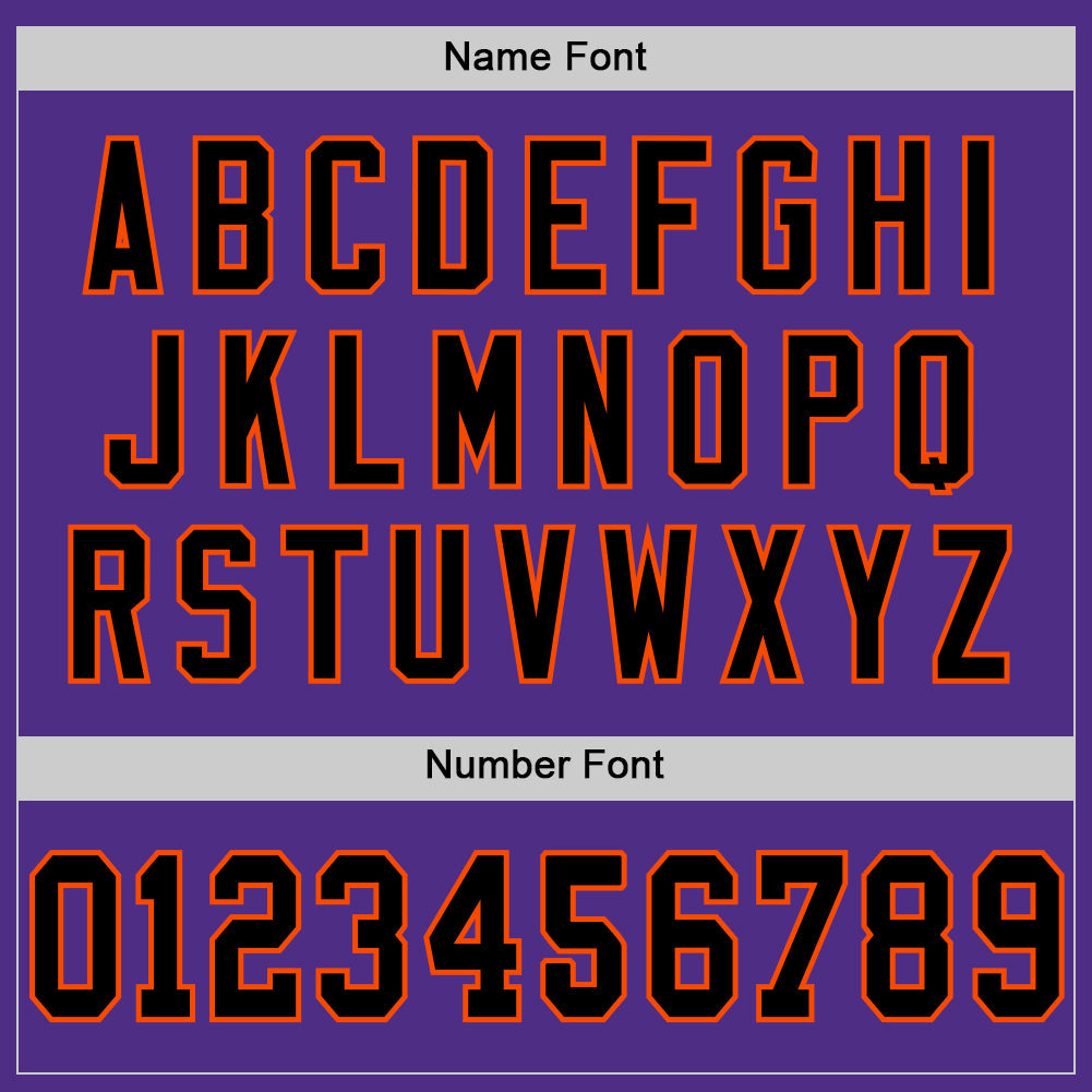 Custom Purple Black-Orange Mesh Authentic Throwback Football Jersey view 4