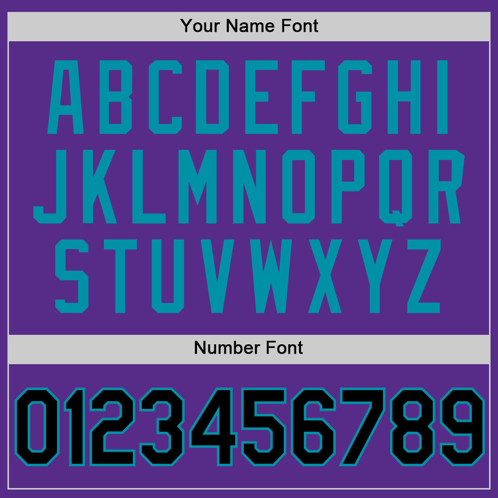 Custom Purple Black-Teal Authentic Throwback Basketball Jersey view 4