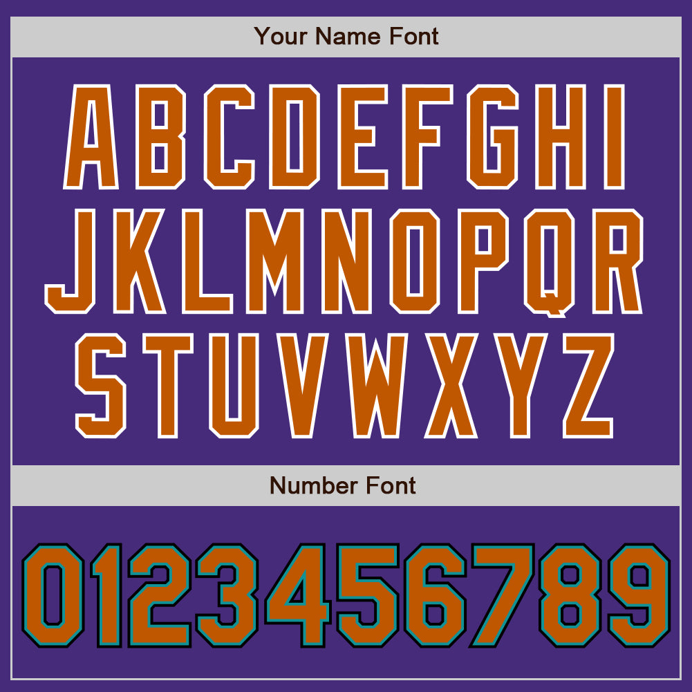 Custom Purple Texas Orange Teal Black-White Authentic Baseball Jersey view 5