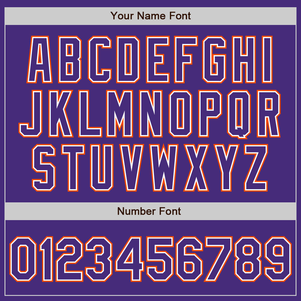 Custom Purple White-Orange Authentic Baseball Jersey view 5