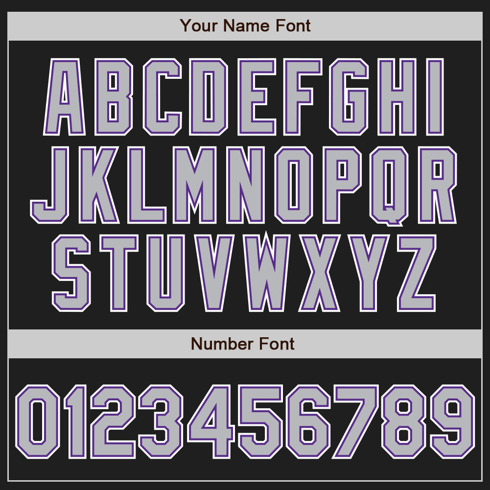Custom Black Gray-Purple Authentic Raglan Sleeves Baseball Jersey view 5