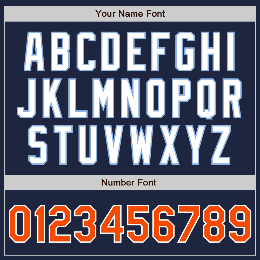 Custom Navy Orange-Light Blue Authentic Raglan Sleeves Baseball Jersey view 5