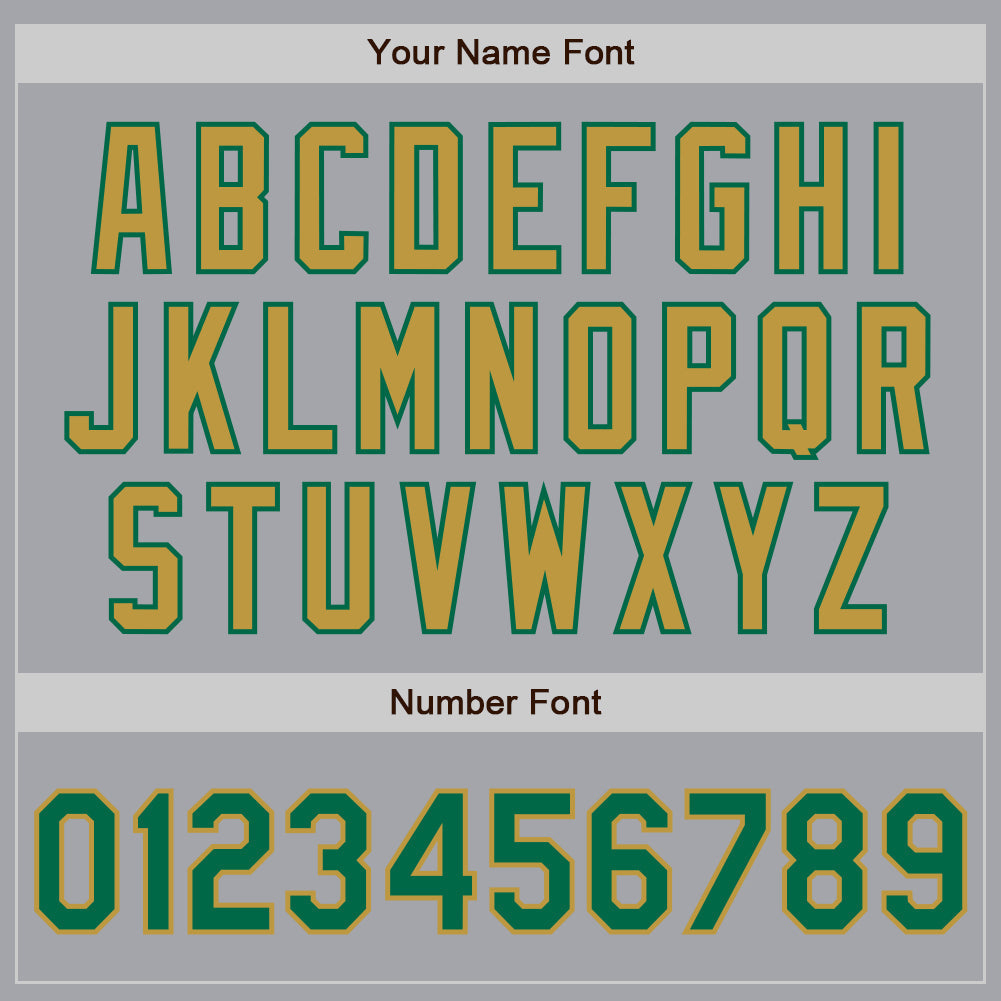 Custom Gray Kelly Green-Old Gold Authentic Raglan Sleeves Baseball Jersey view 5