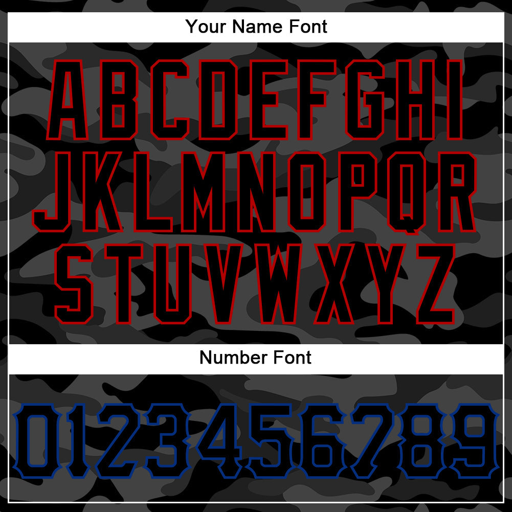 Custom Camo Black Royal-Red American Flag Star Raglan Sleeves Patriotic Authentic Baseball Jersey view 5