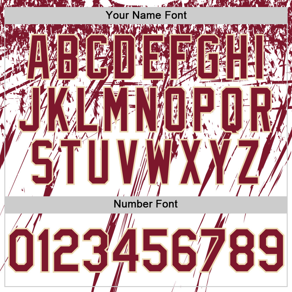 Custom White Crimson Cream-Black Splatter Brush Stroke Star Raglan Sleeves Authentic Baseball Jersey view 5