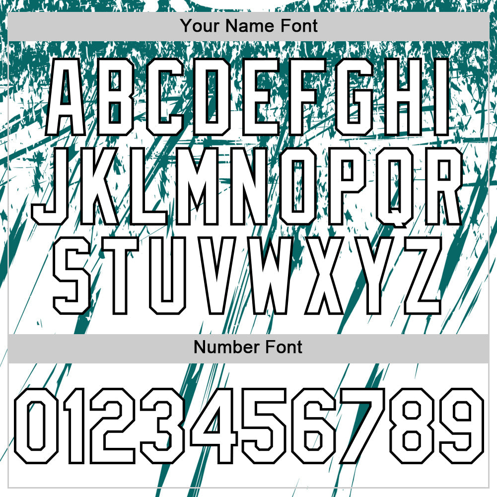 Custom White Black-Teal Splatter Brush Stroke Star Raglan Sleeves Authentic Baseball Jersey view 5