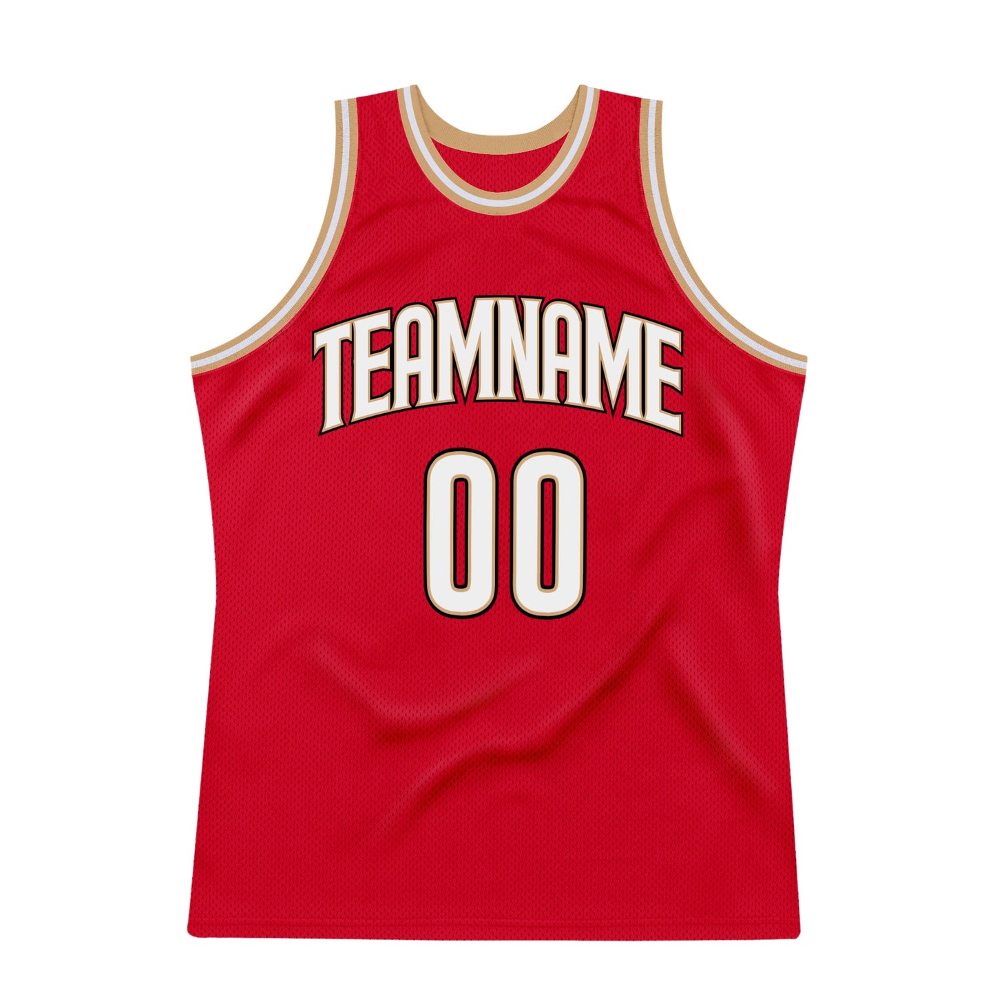 Custom Red White-Old Gold Authentic Throwback Basketball Jersey view 7