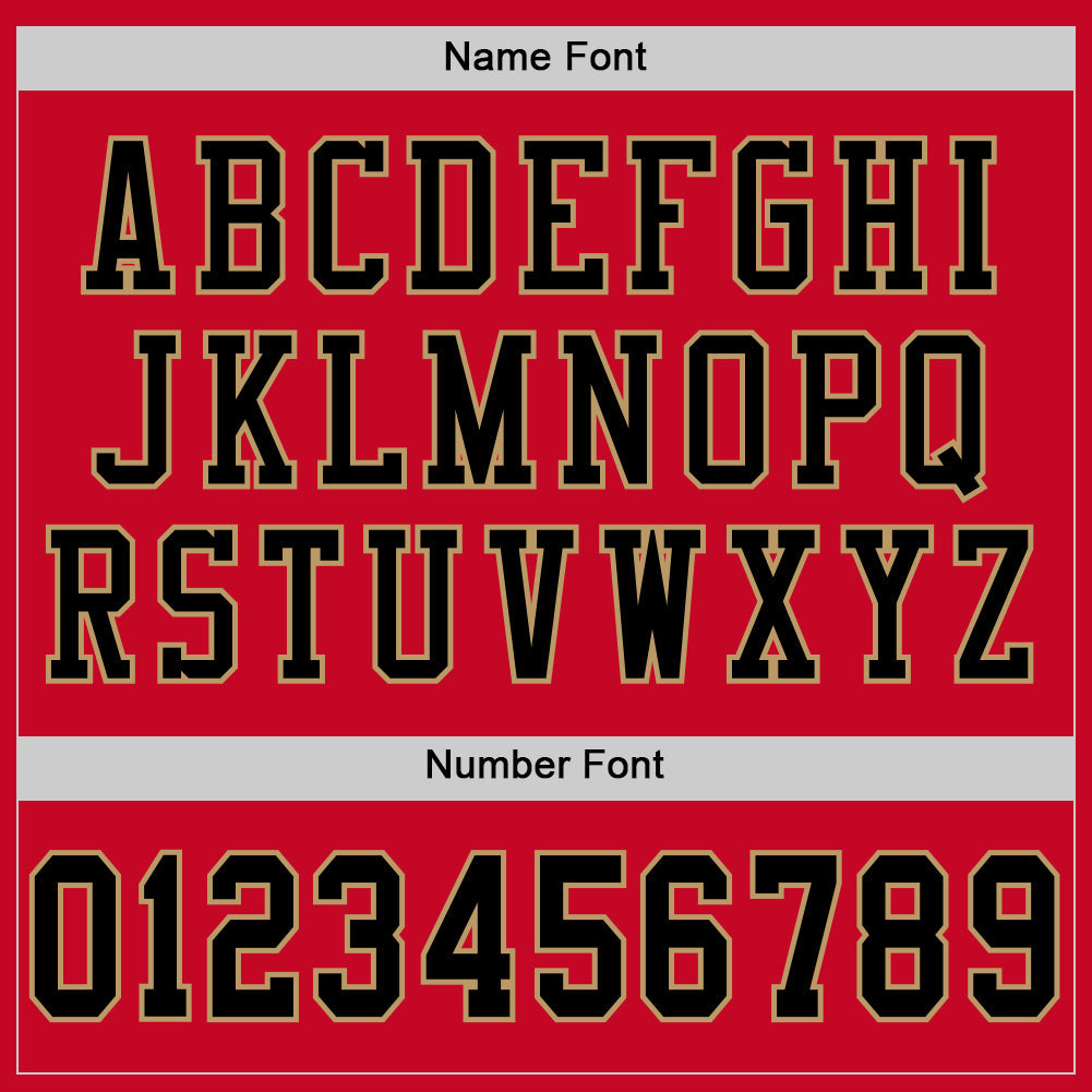 Custom Red Black-Old Gold Mesh Authentic Throwback Football Jersey view 4