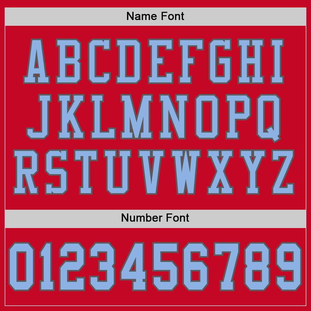 Custom Red Light Blue-Steel Gray Mesh Authentic Football Jersey view 4