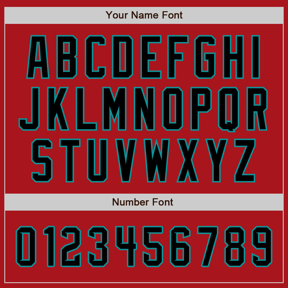 Custom Red Black-Teal Authentic Baseball Jersey view 5