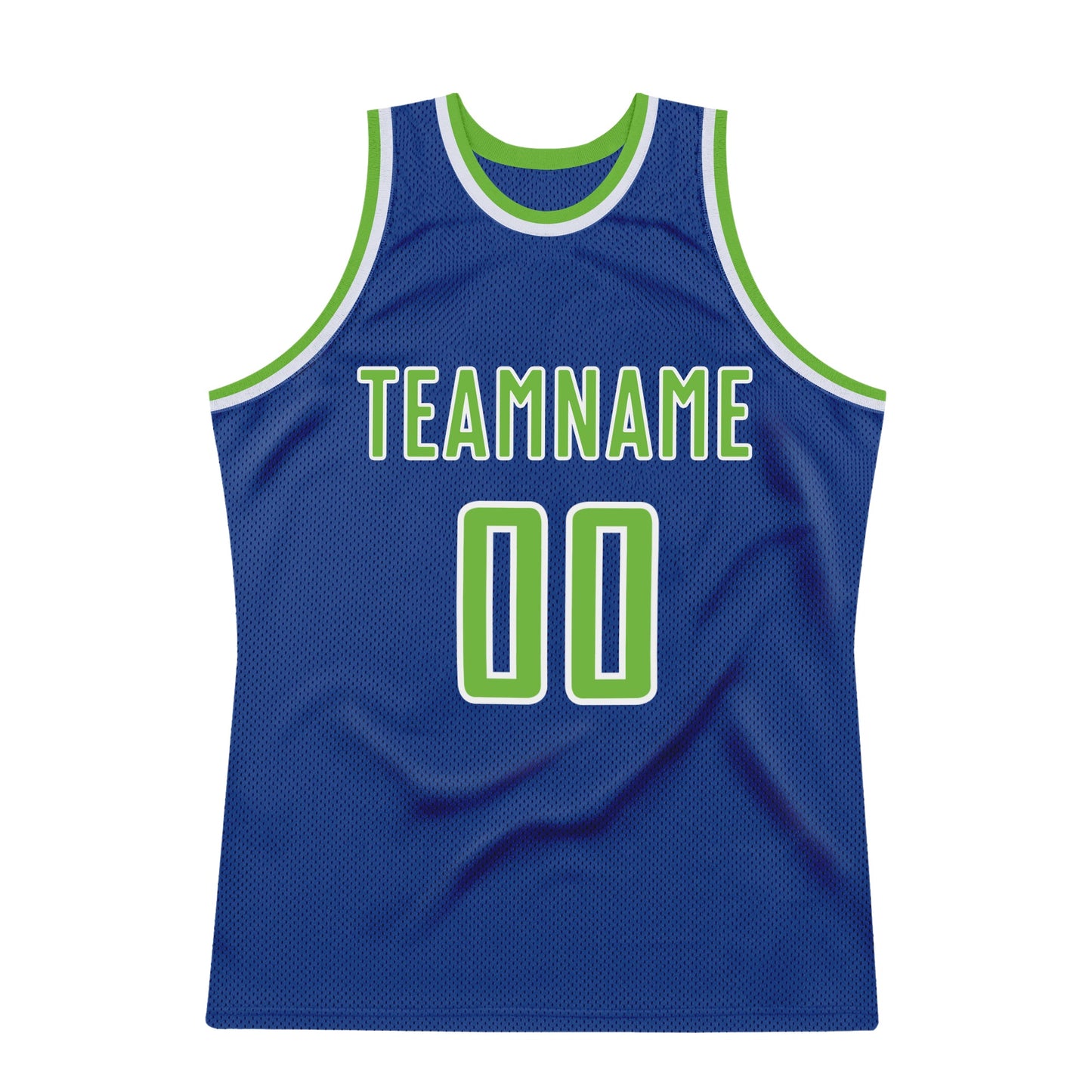 Custom Royal Neon Green-White Authentic Throwback Basketball Jersey view 7