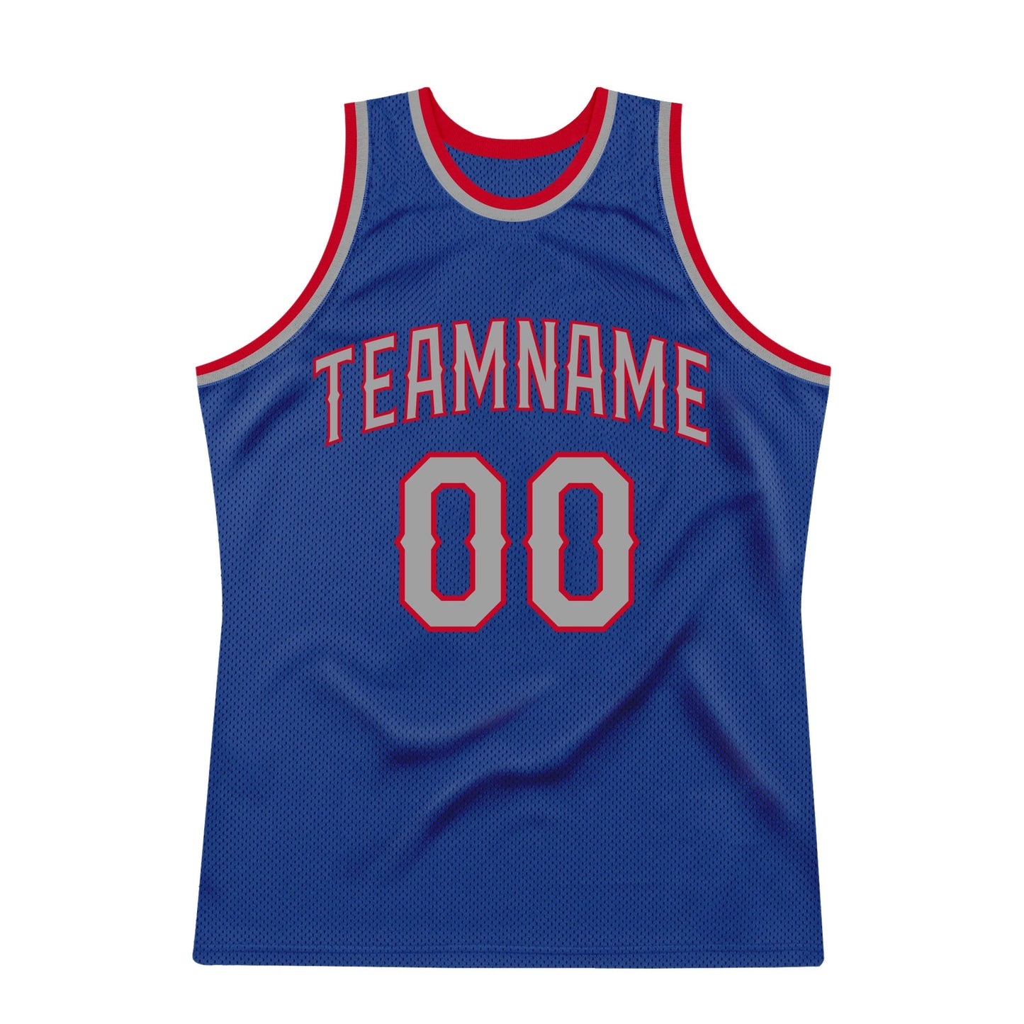 Custom Royal Gray-Red Authentic Throwback Basketball Jersey view 7