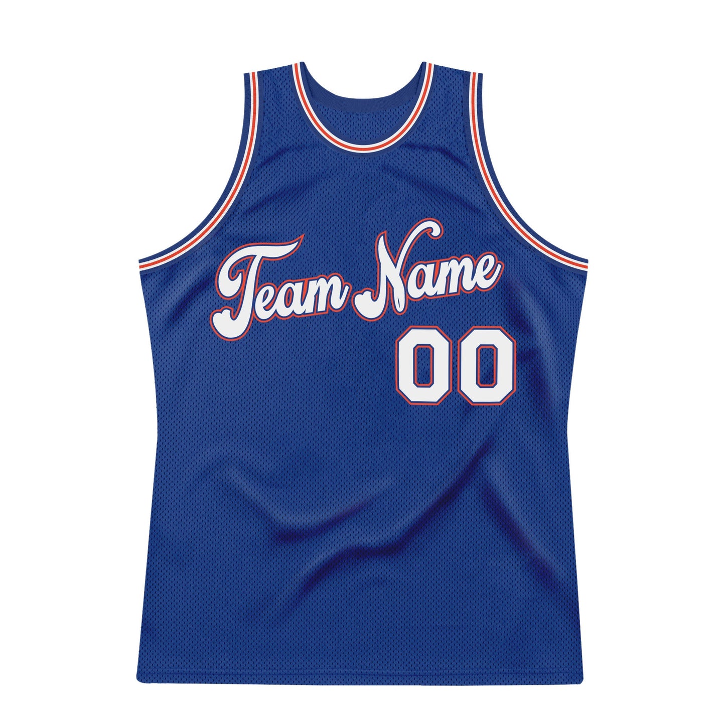 Custom Royal White-Orange Authentic Throwback Basketball Jersey view 7