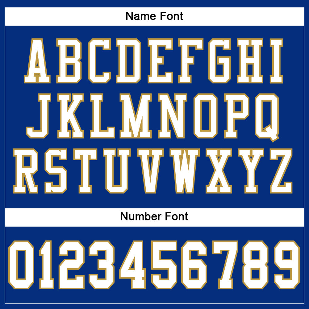 Custom Royal White-Old Gold Mesh Authentic Football Jersey view 4