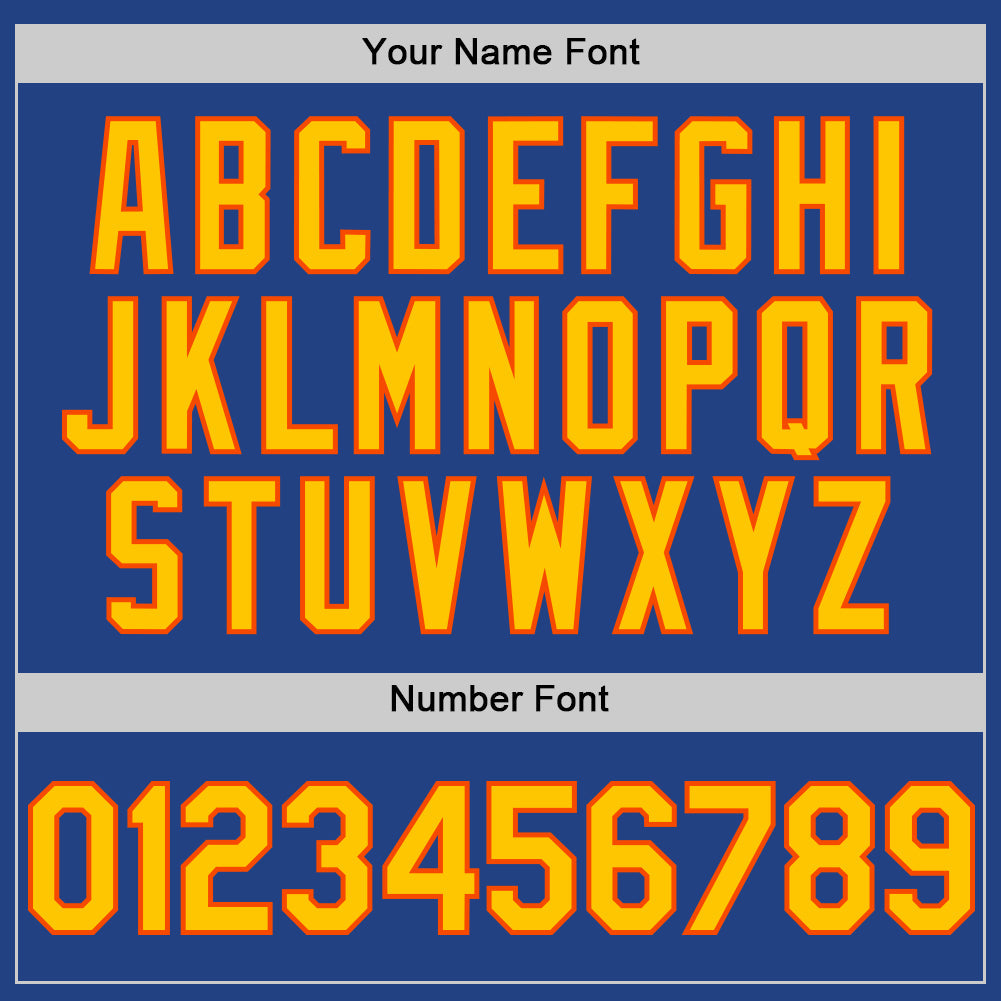 Custom Royal Yellow-Orange Mesh Authentic Throwback Baseball Jersey view 5