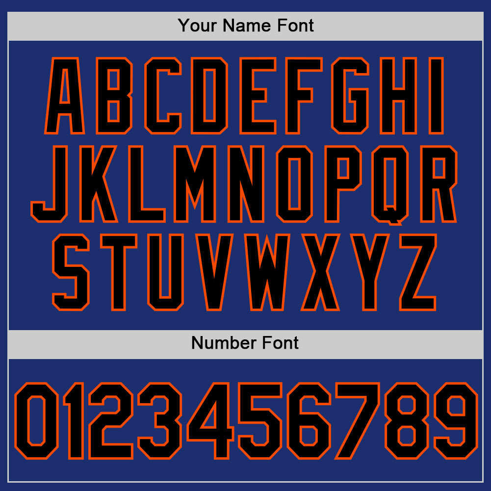 Custom Royal Black-Orange Authentic Throwback Baseball Jersey view 5