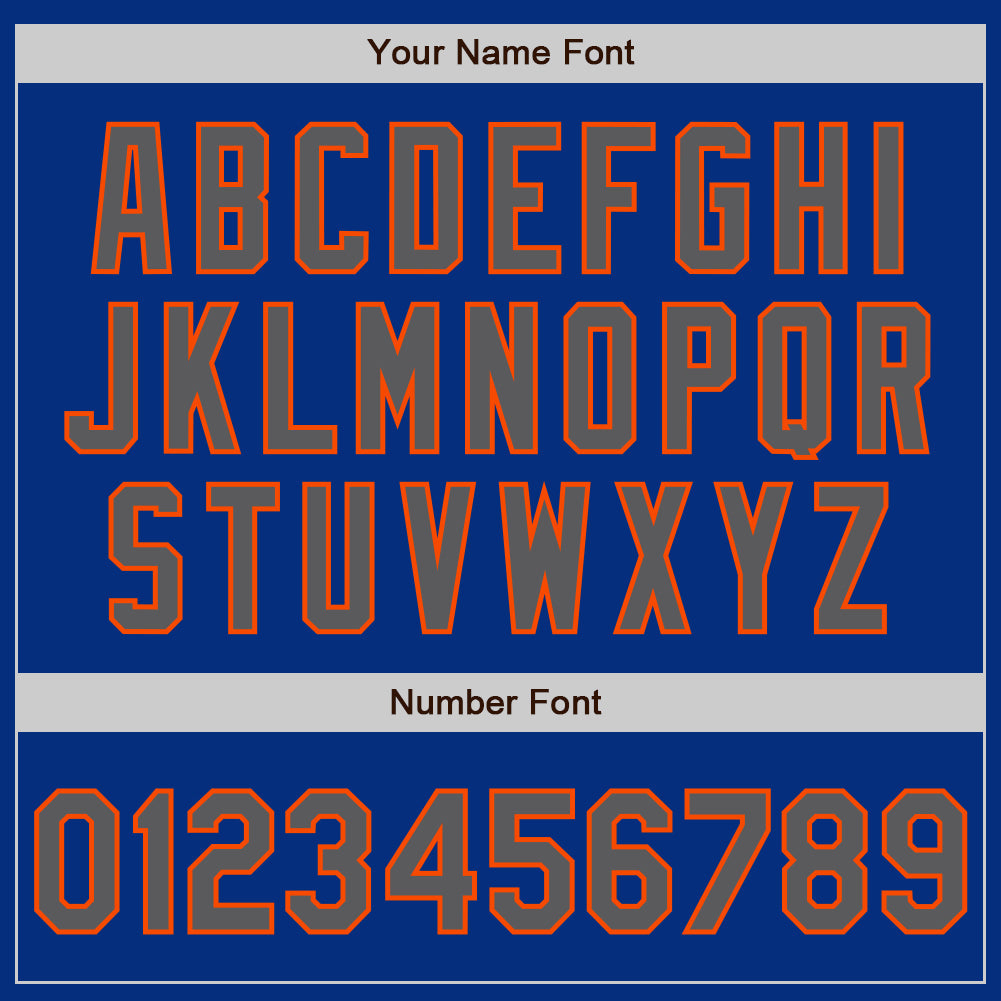 Custom Royal Steel Gray-Orange Authentic Baseball Jersey view 8