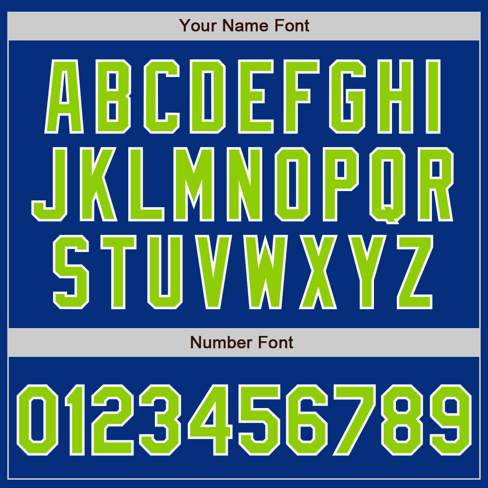 Custom Royal Neon Green-White Authentic Baseball Jersey view 8