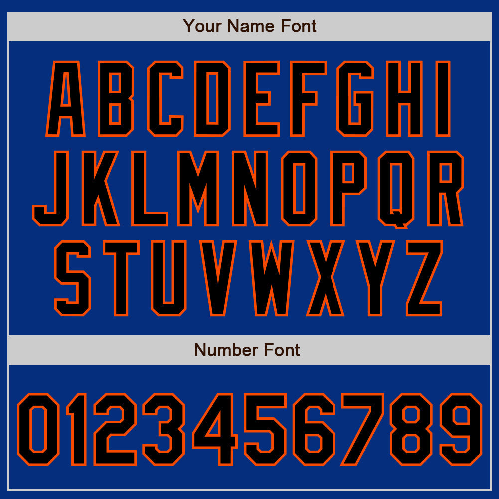 Custom Royal Black-Orange Authentic Baseball Jersey view 8