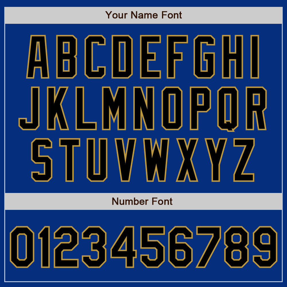 Custom Royal Black-Old Gold Authentic Baseball Jersey view 8