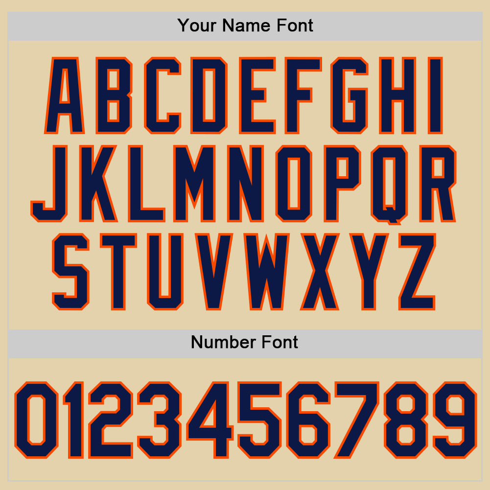 Custom Sand Navy-Orange Authentic Baseball Jersey view 5