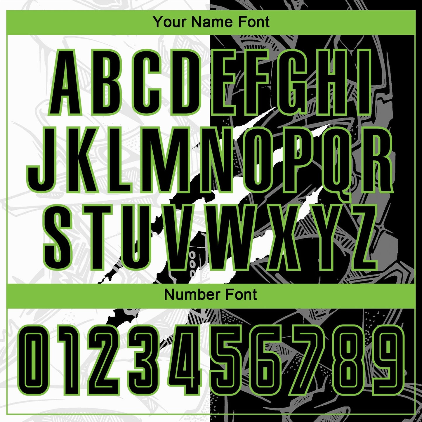 Custom Graffiti Pattern Black-Neon Green Scratch Sublimation Soccer Uniform Jersey view 5
