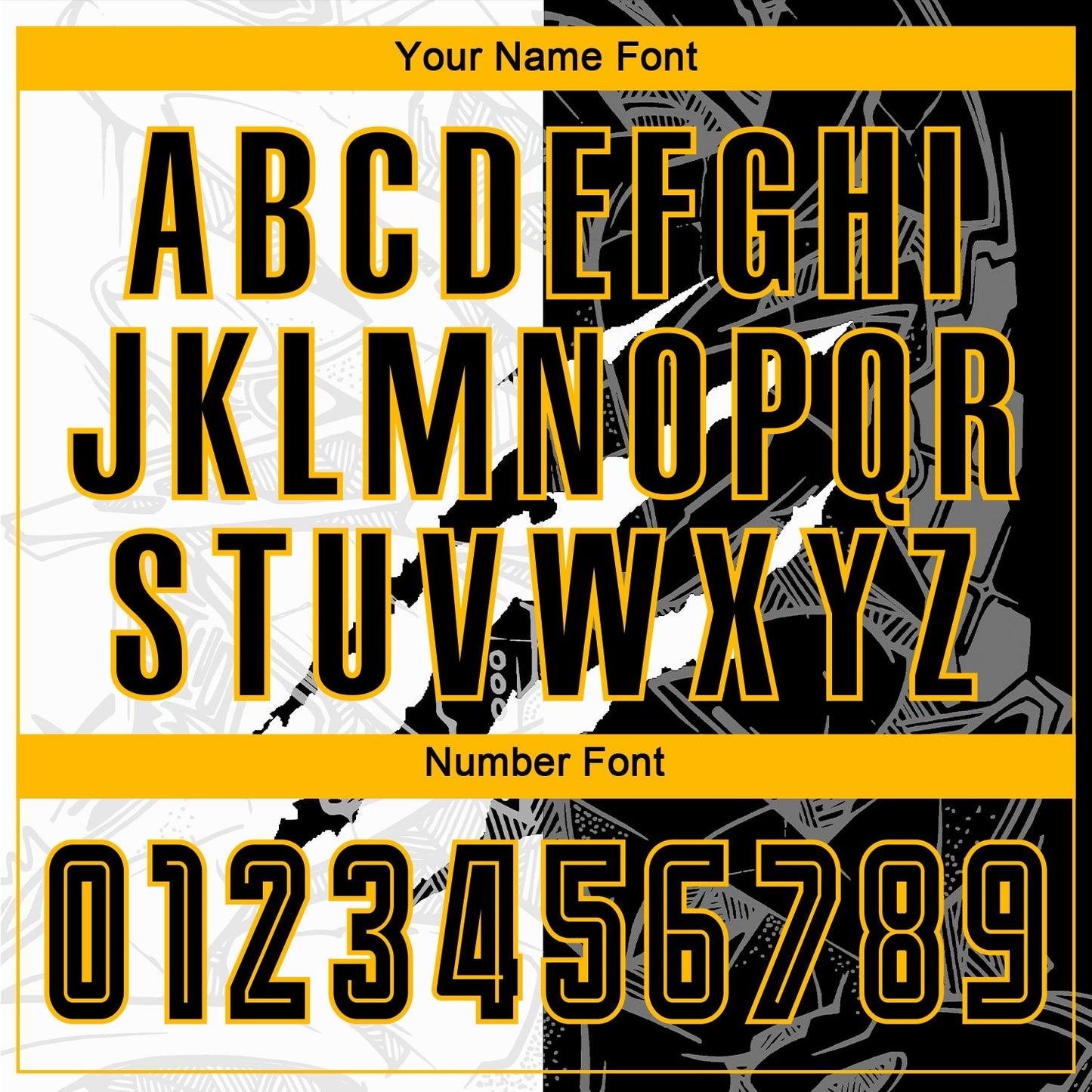 Custom Graffiti Pattern Black-Gold Scratch Sublimation Soccer Uniform Jersey view 5