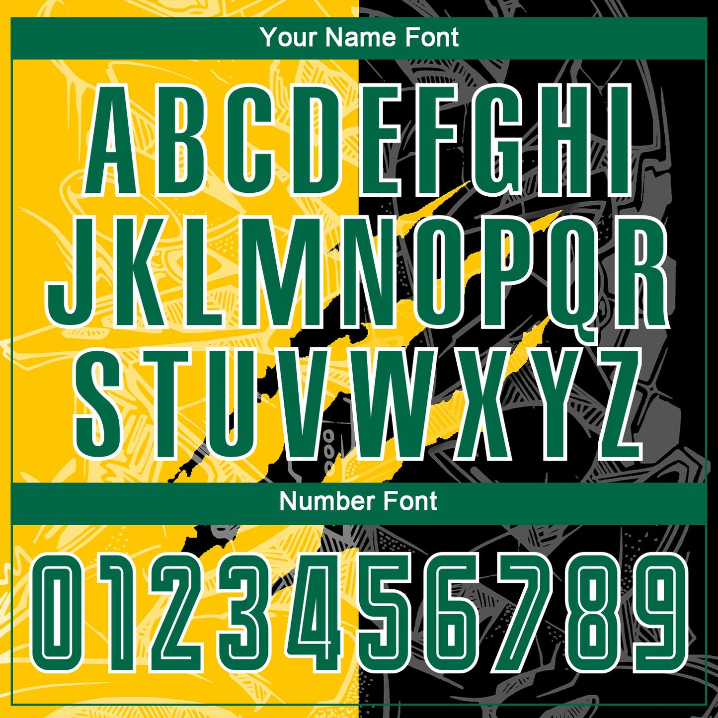 Custom Graffiti Pattern Kelly Green Black-Yellow Scratch Sublimation Soccer Uniform Jersey view 5