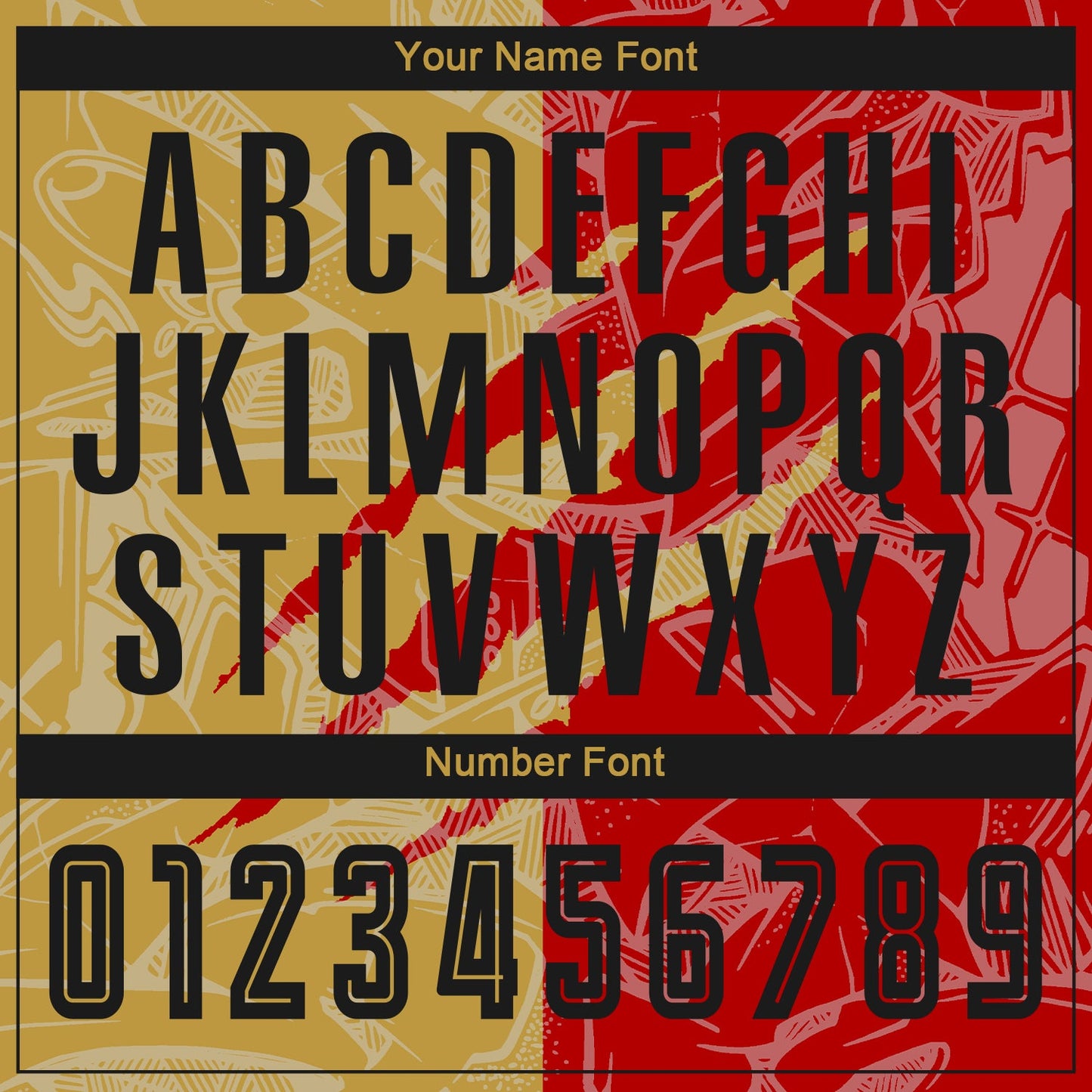 Custom Graffiti Pattern Black Red-Old Gold Scratch Sublimation Soccer Uniform Jersey view 6