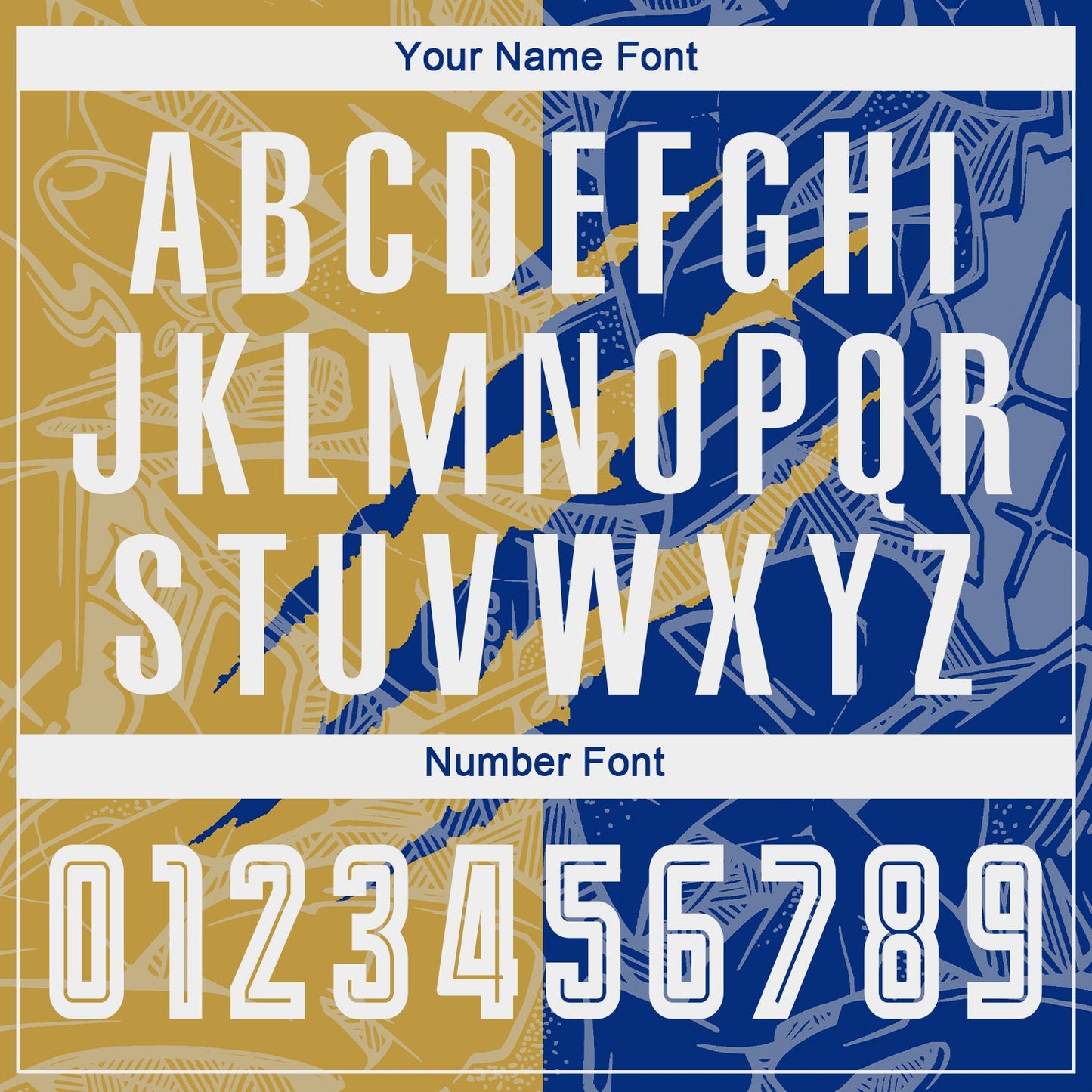Custom Graffiti Pattern Old Gold-Royal Scratch Sublimation Soccer Uniform Jersey view 6